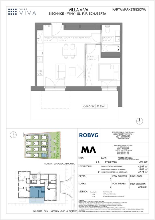 Nowe mieszkanie dwupokojowe VILLA VIVA Wrocław, Iwiny, ul. Franza Petera Schuberta  42m2 Foto 1
