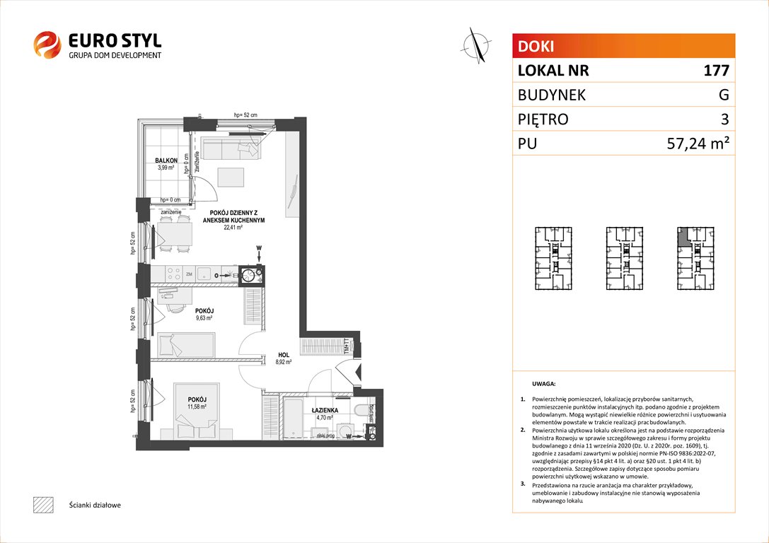 Nowe mieszkanie trzypokojowe DOKI LIVING Gdańsk, Śródmieście, ks. Jerzego Popiełuszki/Rybaki Górne  57m2 Foto 1