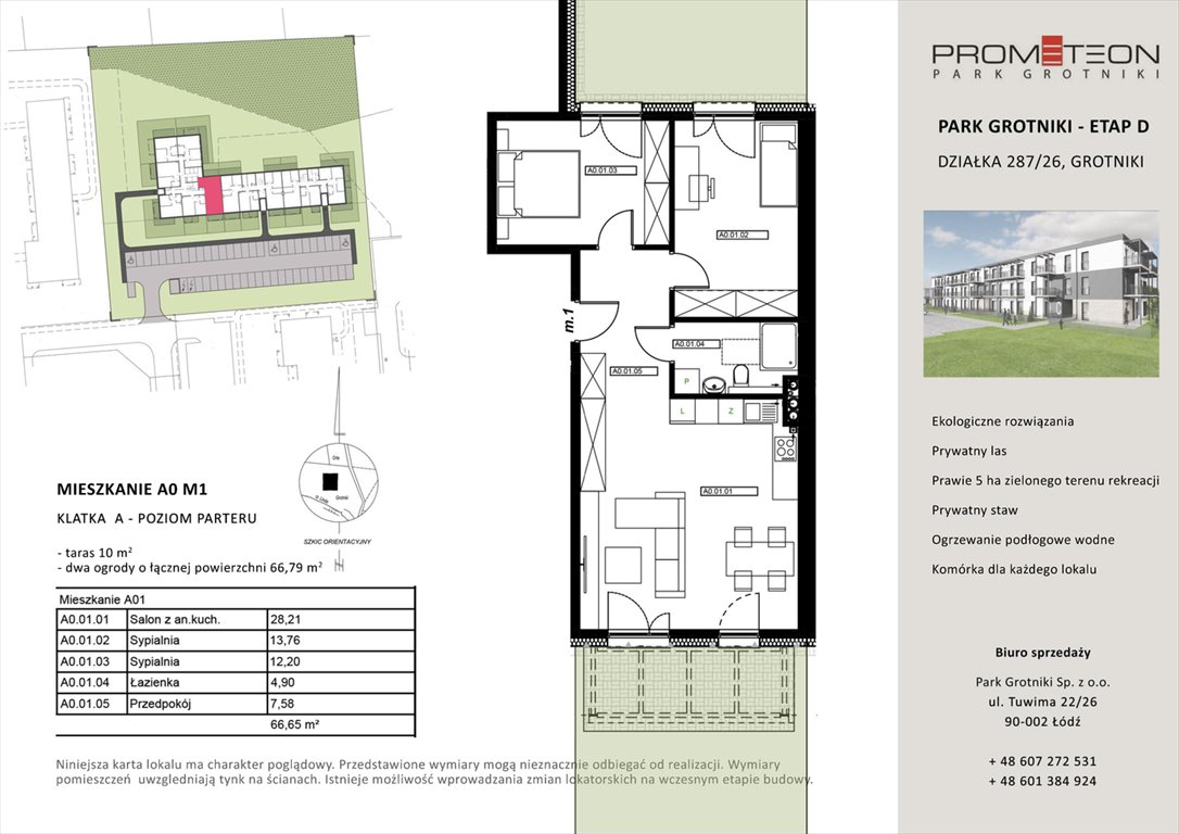 Nowe mieszkanie trzypokojowe PARK GROTNIKI Grotniki, Prometeusza  67m2 Foto 1