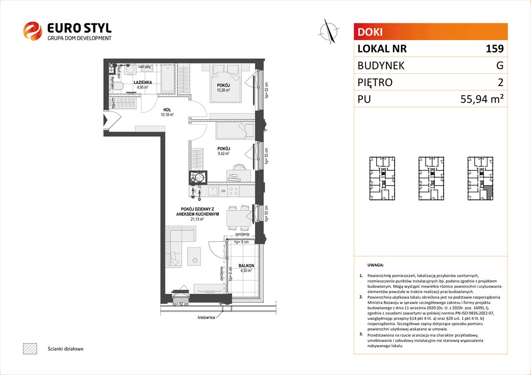 Nowe mieszkanie trzypokojowe DOKI LIVING Gdańsk, Śródmieście, ks. Jerzego Popiełuszki/Rybaki Górne  56m2 Foto 1