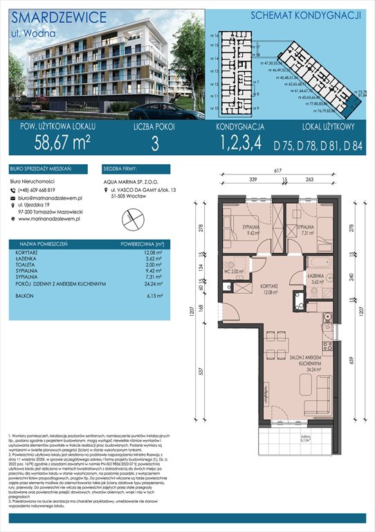 Nowe mieszkanie trzypokojowe AQUA MARINA SMARDZEWICE, WODNA  59m2 Foto 1