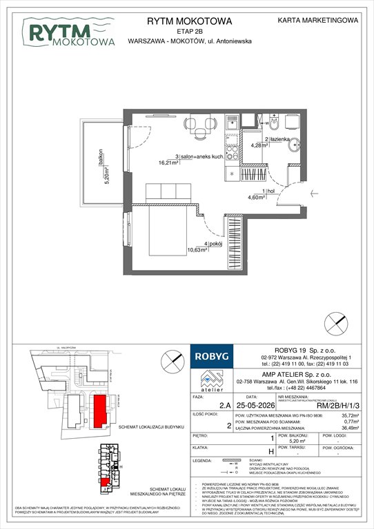 Nowe mieszkanie dwupokojowe Rytm Mokotowa Warszawa, Mokotów, Antoniewska 3B  36m2 Foto 1