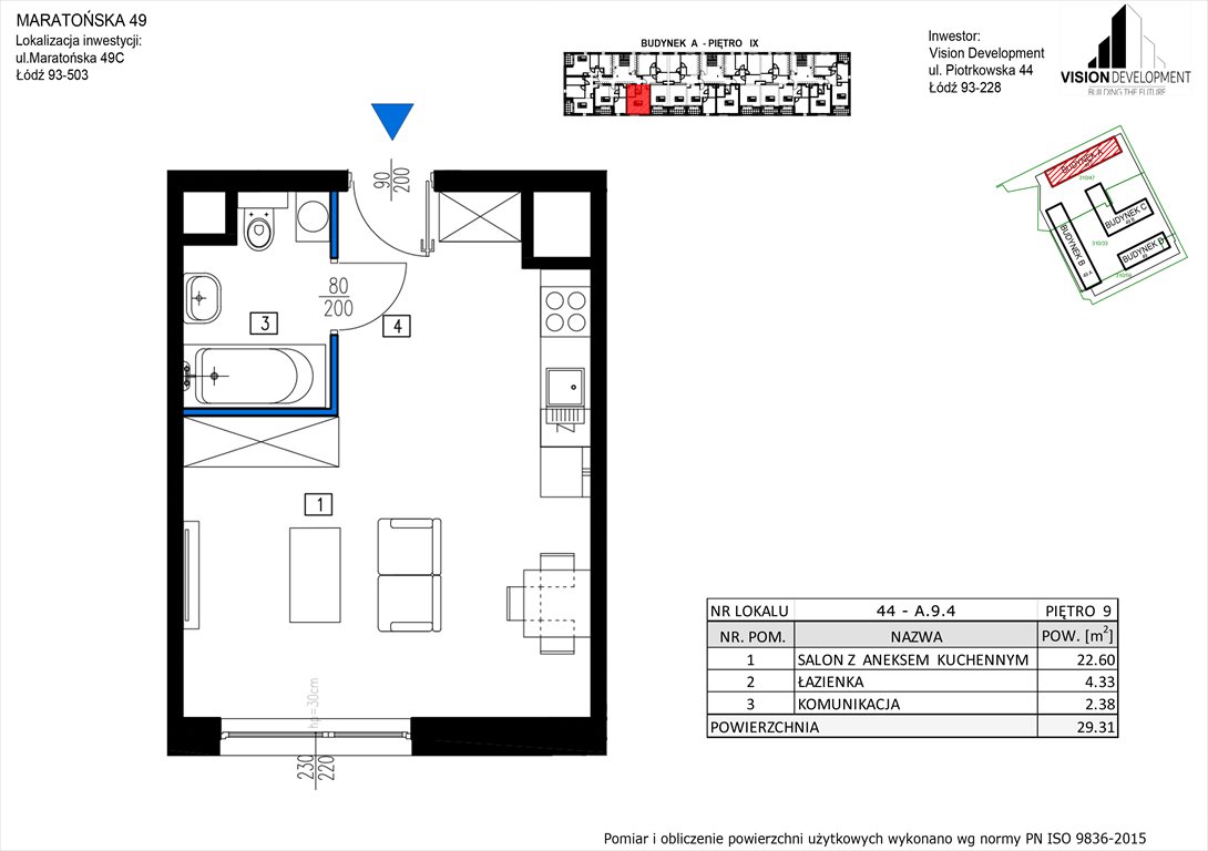 mieszkanie na sprzedaż 29m2 mieszkanie Łódź, Retkinia, Maratońska 49C