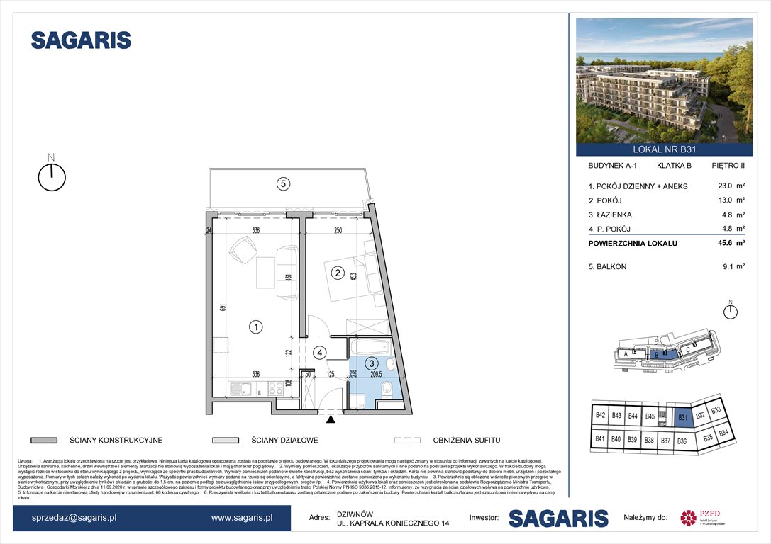 Nowe mieszkanie dwupokojowe Essense Baltic Resort&Spa Dziwnów, Kaprala Koniecznego 14  46m2 Foto 1