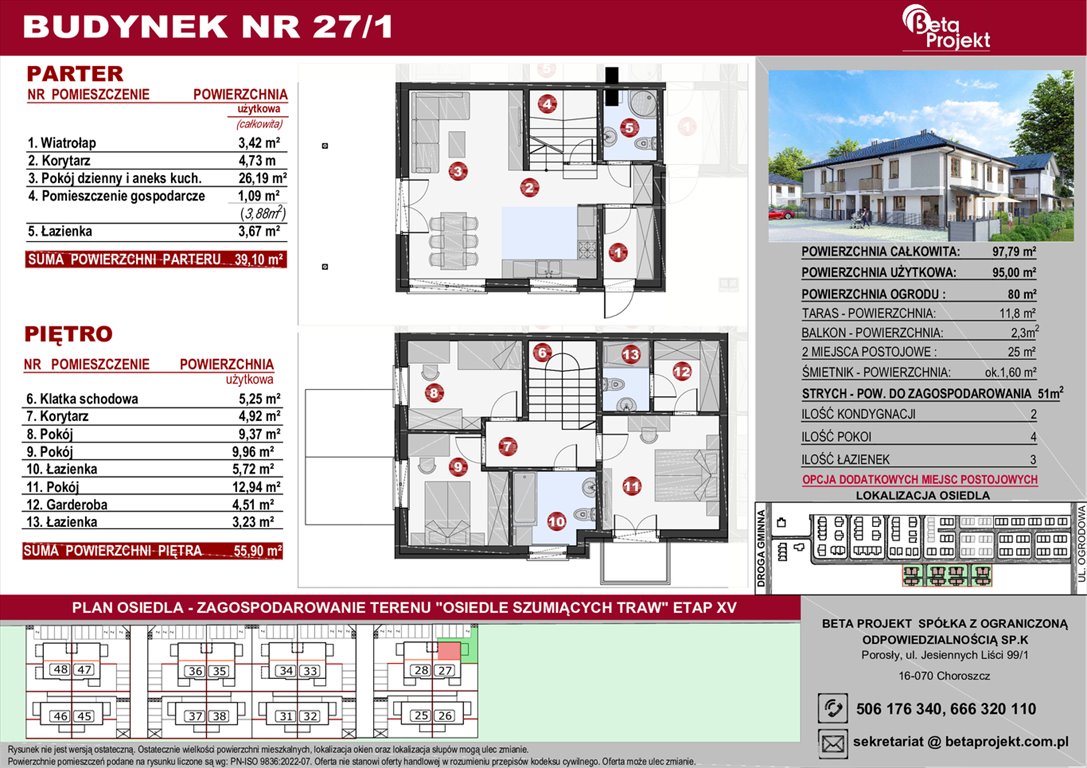 Nowy dom Osiedle Szumiących Traw Etap XV Porosły, ul. Jesiennych Liści 99/1  95m2 Foto 1