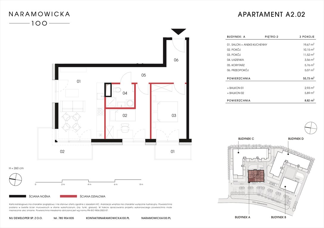 Nowe mieszkanie trzypokojowe NARAMOWICKA 100 Poznań, Winogrady, Naramowicka 100  56m2 Foto 1