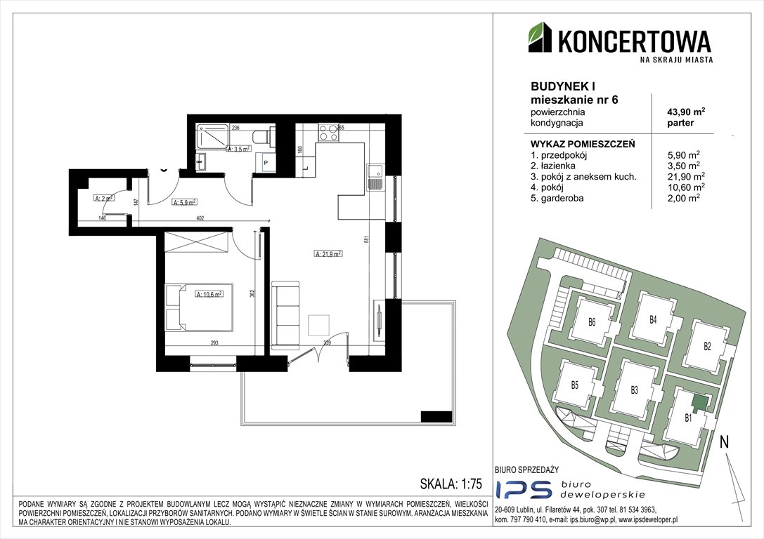 Nowe mieszkanie dwupokojowe Koncertowa na skraju miasta Lublin, Czechów Północny, Koncertowa  44m2 Foto 1