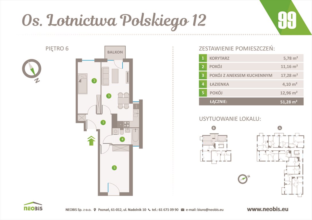 Nowe mieszkanie trzypokojowe OSIEDLE LOTNICTWA POLSKIEGO 12 W POZNANIU Poznań, Jeżyce, OS. LOTNICTWA POLSKIEGO 12  51m2 Foto 1