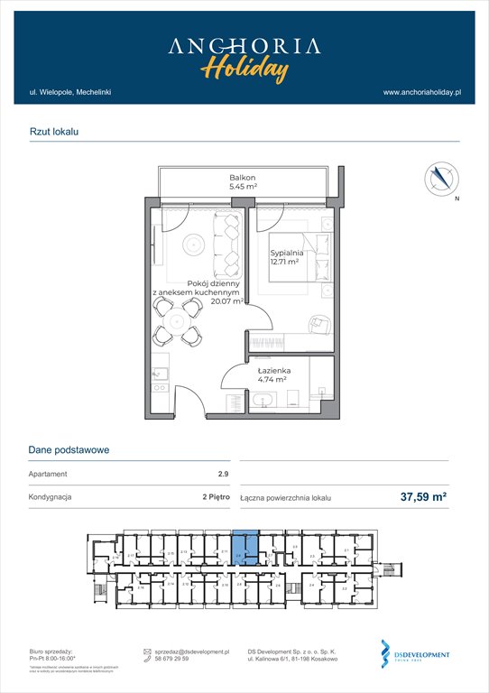 Nowe mieszkanie dwupokojowe Anchoria Holiday Mechelinki, Wielopole 36-38  38m2 Foto 1