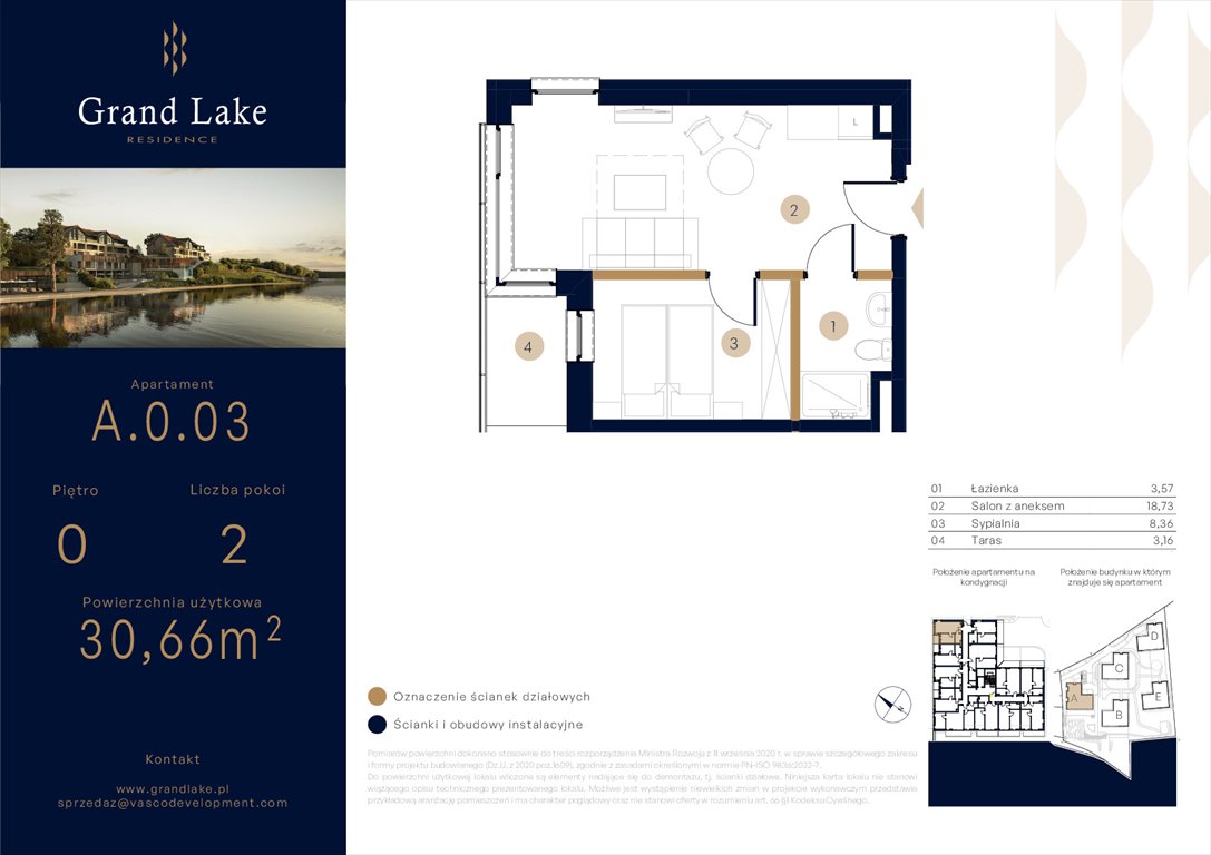Nowe mieszkanie dwupokojowe Grand Lake Mikołajki, Kajki 124  31m2 Foto 1