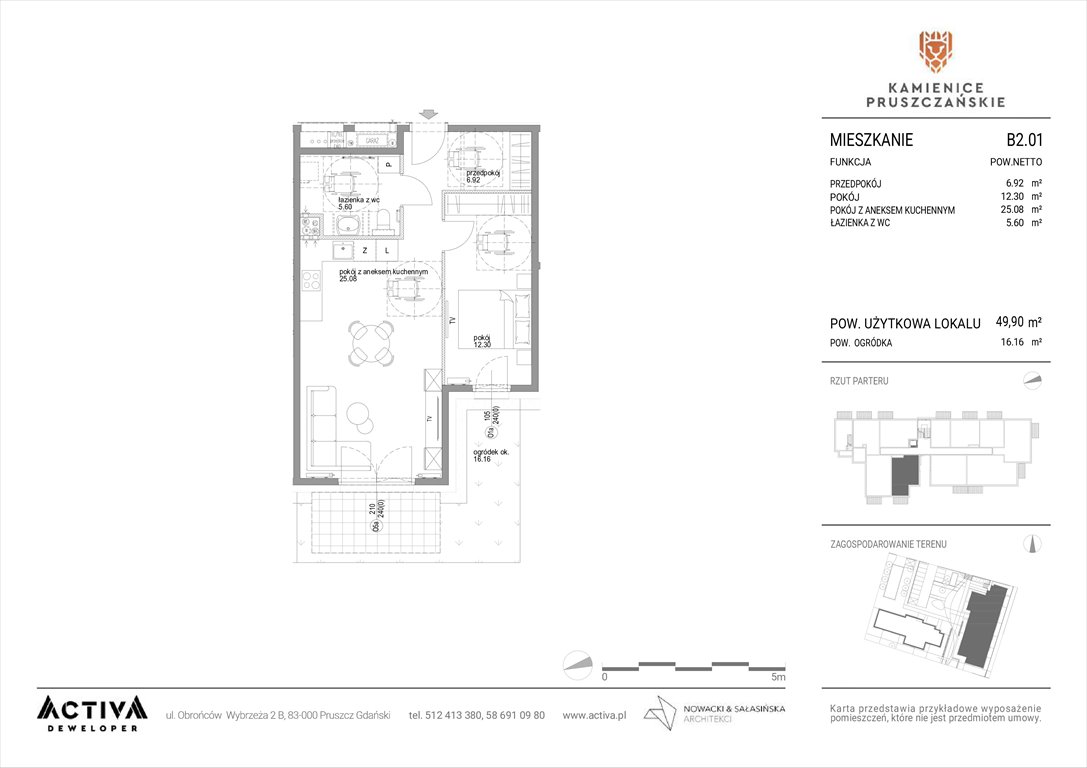 Nowe mieszkanie dwupokojowe Kamienice Pruszczańskie Pruszcz Gdański, ul. Grunwaldzka 71B, 71C  50m2 Foto 1