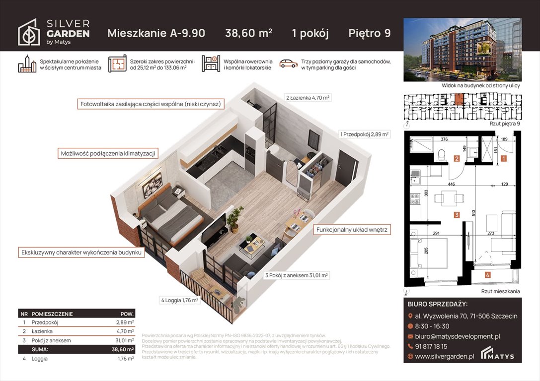 mieszkanie na sprzedaż 39m2 mieszkanie Szczecin, Centrum, al. Wyzwolenia 70 / ul. Staszica 21
