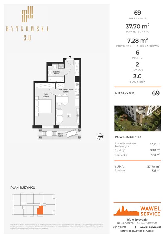 mieszkanie na sprzedaż 38m2 mieszkanie Katowice, Bytkowska 107