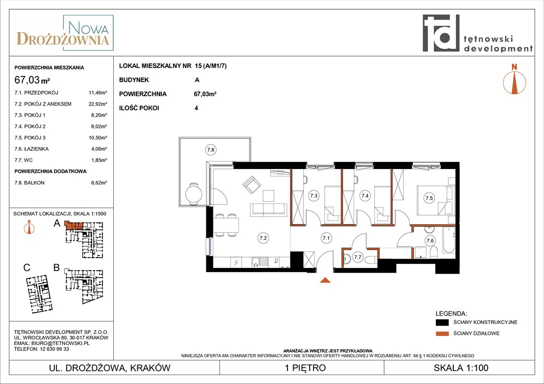Nowe mieszkanie czteropokojowe  NOWA DROŻDŻOWNIA ETAP II Kraków, Bieżanów, Drożdżowa  67m2 Foto 1