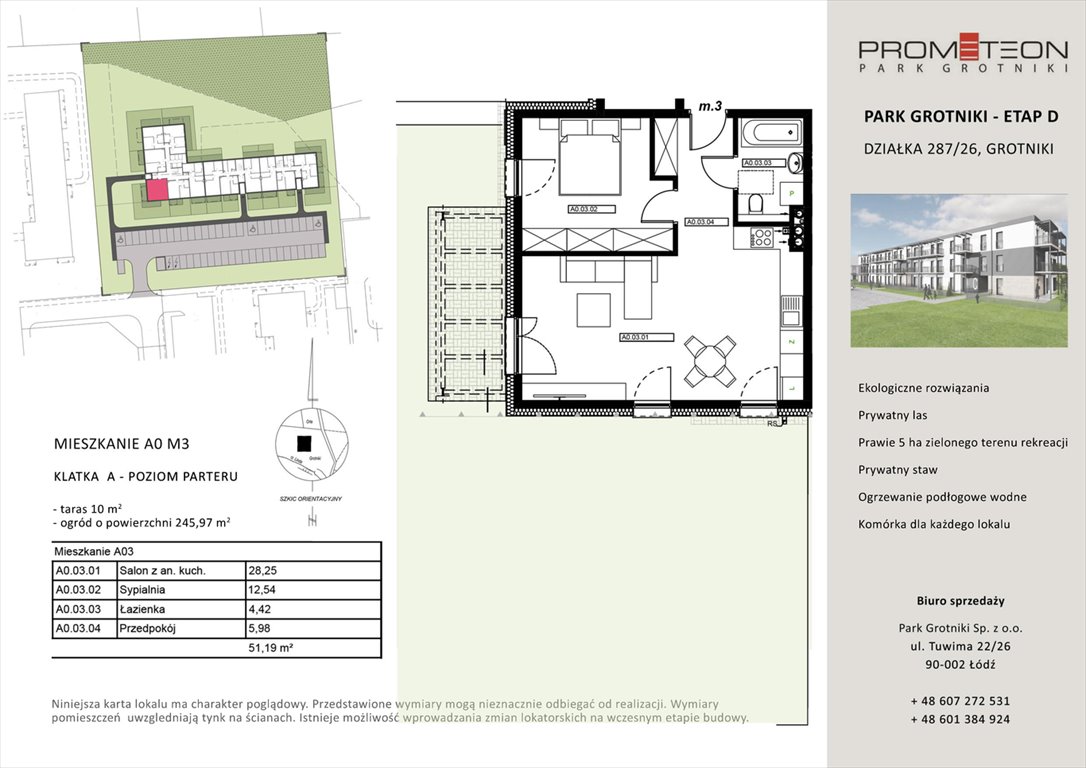 Nowe mieszkanie dwupokojowe PARK GROTNIKI Grotniki, Prometeusza  51m2 Foto 1