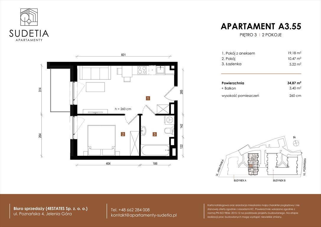 Nowe mieszkanie dwupokojowe APARTAMENTY SUDETIA Jelenia Góra, POZNAŃSKA 4  35m2 Foto 1