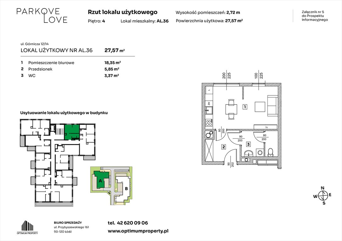 Nowa kawalerka PARKOVE LOVE Łódź, Bałuty-Doły, ul. Górnicza 12/14  28m2 Foto 1