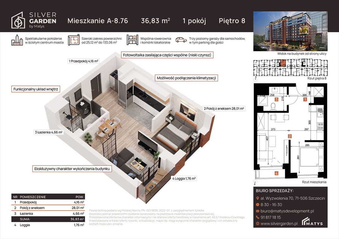 mieszkanie na sprzedaż 37m2 mieszkanie Szczecin, Centrum, al. Wyzwolenia 70 / ul. Staszica 21