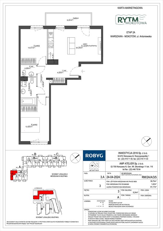 Nowe mieszkanie trzypokojowe Rytm Mokotowa Warszawa, Mokotów, Antoniewska  60m2 Foto 1