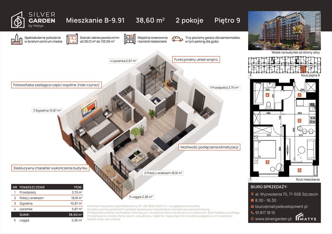 Nowe mieszkanie dwupokojowe Silver Garden Szczecin, Centrum, al. Wyzwolenia 70 / ul. Staszica 21  39m2 Foto 1