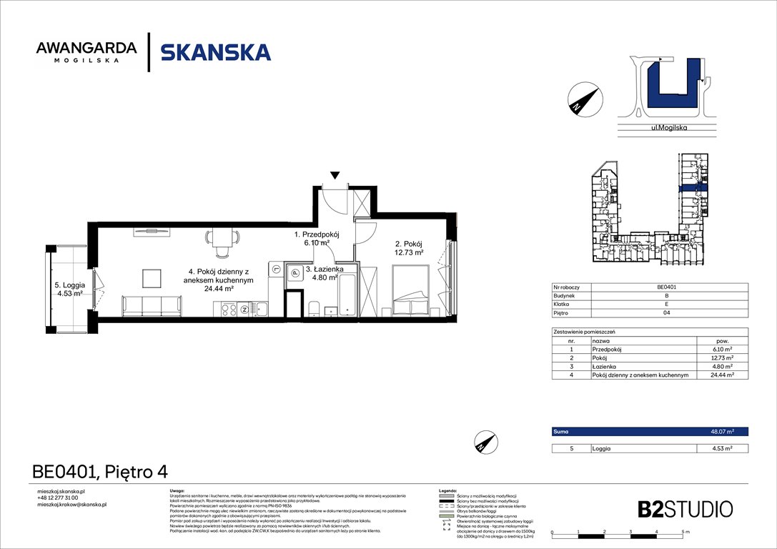 Nowe mieszkanie dwupokojowe Awangarda Mogilska Kraków, Prądnik Czerwony, Mogilska 126  48m2 Foto 1