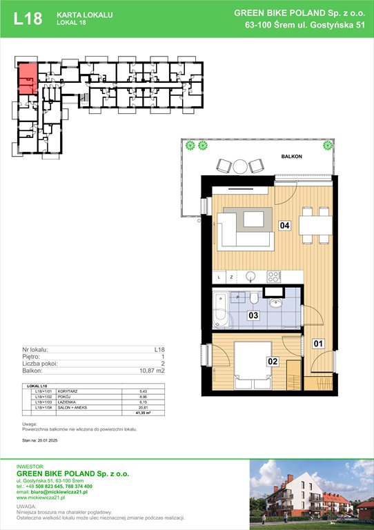 Nowe mieszkanie dwupokojowe Mickiewicza 21 Residence  Śrem, Mickiewicza 21C  41m2 Foto 1