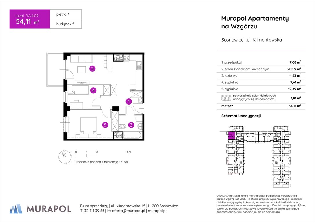 Nowe mieszkanie trzypokojowe Murapol Apartamenty na Wzgórzu Sosnowiec, ul. Klimontowska  54m2 Foto 1