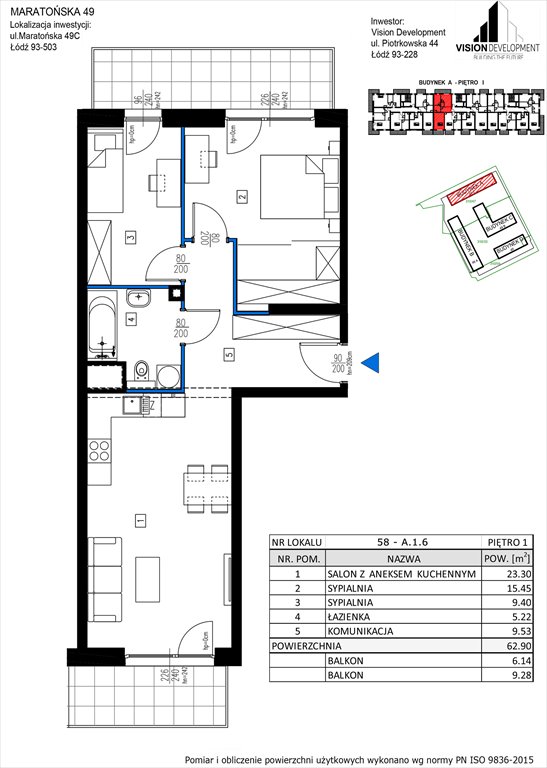 Nowe mieszkanie trzypokojowe Maratońska 49 Nowa Retkinia  Łódź, Retkinia, Maratońska 49C  63m2 Foto 1
