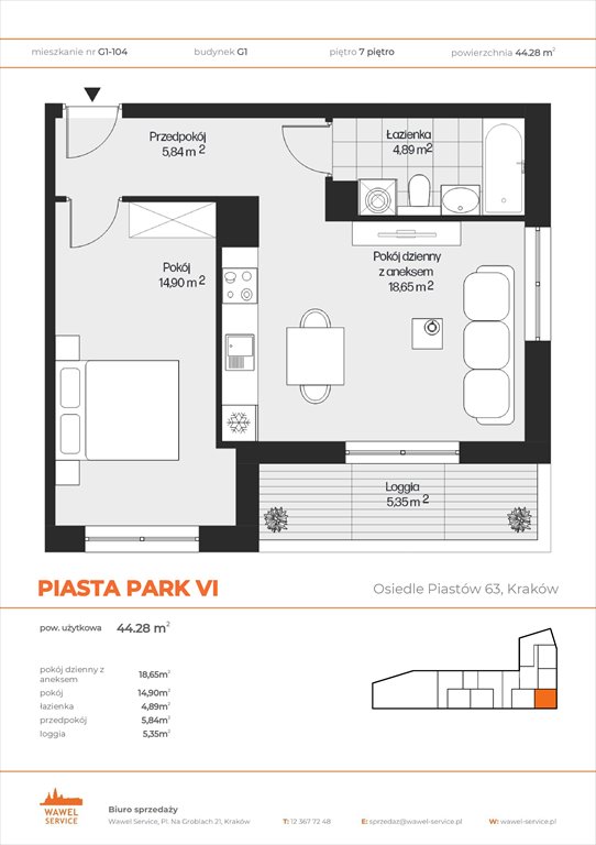 Nowe mieszkanie dwupokojowe PIASTA PARK VI Kraków, Mistrzejowice, Osiedle Piastów 63  44m2 Foto 1