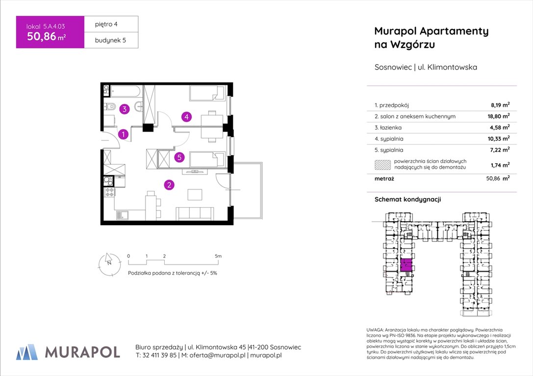 Nowe mieszkanie trzypokojowe Murapol Apartamenty na Wzgórzu Sosnowiec, ul. Klimontowska  51m2 Foto 1