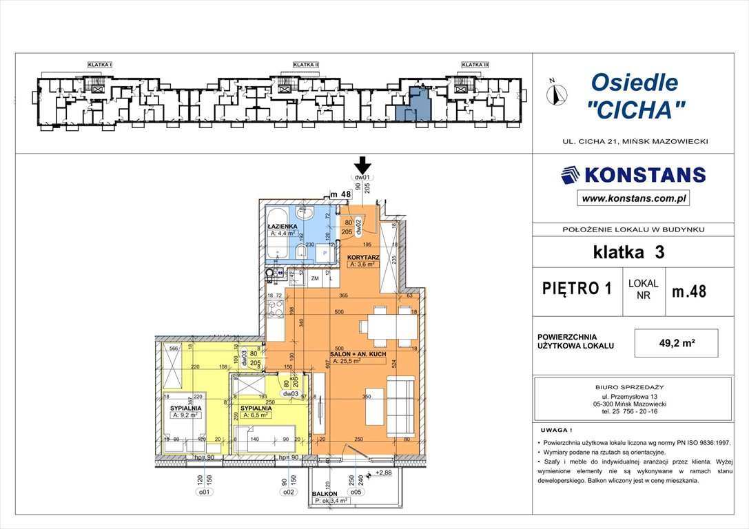 Nowe mieszkanie trzypokojowe Cicha 21 Mińsk Mazowiecki, Cicha 12  49m2 Foto 1