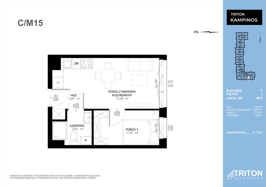 Nowe mieszkanie Triton Kampinos Łomna-Las, Wiśniowa dz. 5/53  28m2 Foto 1