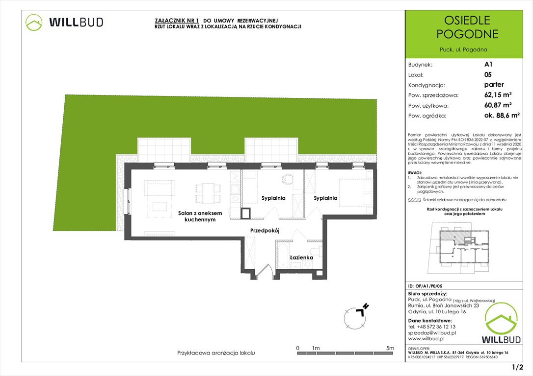 Nowe mieszkanie trzypokojowe Osiedle Pogodne w Pucku Puck, Pogodna  61m2 Foto 1