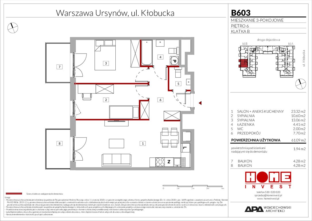 Nowe mieszkanie trzypokojowe Enklawa Ursynów Warszawa, Ursynów, ul. Kłobucka 23A  61m2 Foto 1