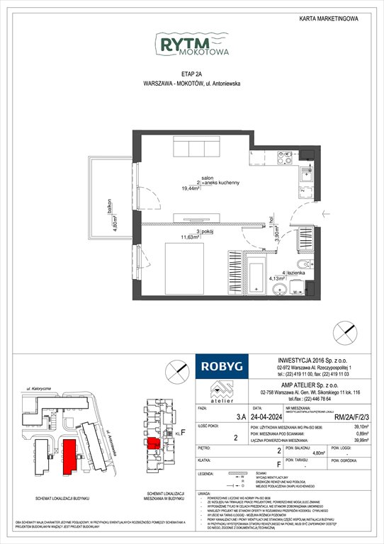 Nowe mieszkanie dwupokojowe Rytm Mokotowa Warszawa, Mokotów, Antoniewska  39m2 Foto 1