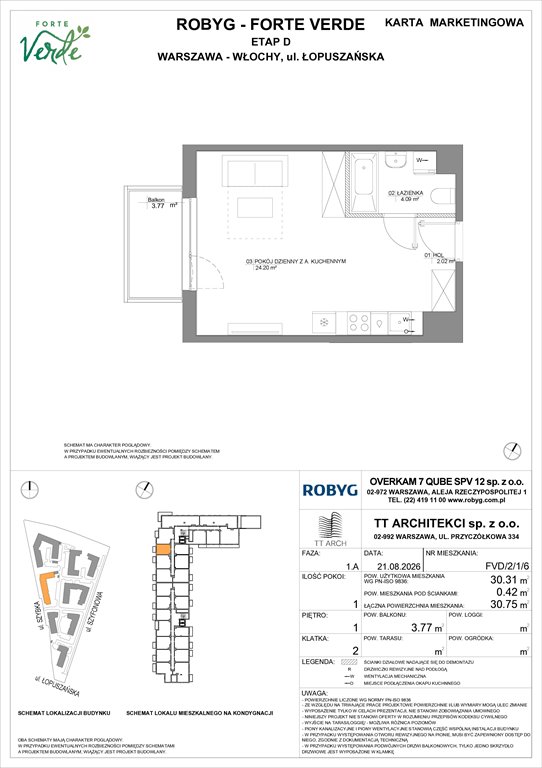 Nowa kawalerka Forte Verde Warszawa, Włochy, Łopuszańska 28  30m2 Foto 1