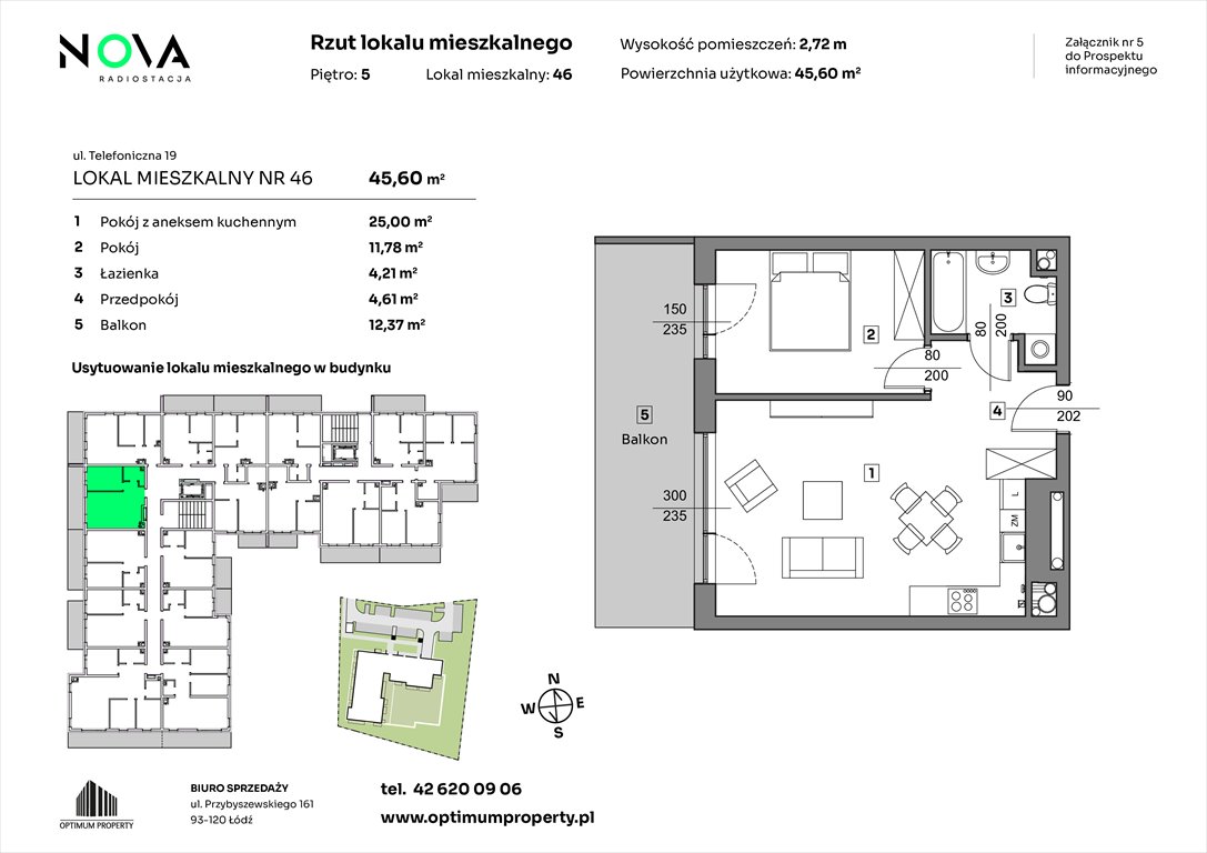 Nowe mieszkanie dwupokojowe NOVA RADIOSTACJA  Łódź, Śródmieście, ul. Telefoniczna 19  46m2 Foto 1