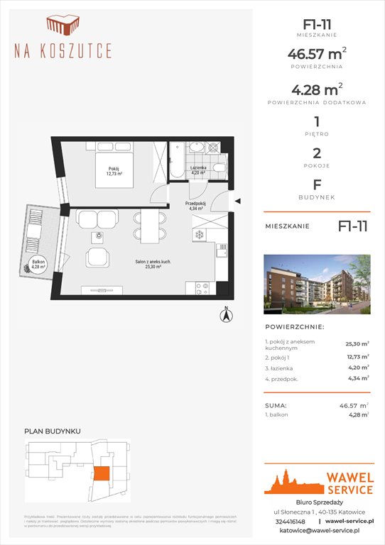 Nowe mieszkanie dwupokojowe Na Koszutce II Katowice, Słoneczna 1  47m2 Foto 1