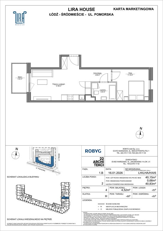 Nowe mieszkanie dwupokojowe Lira House Łódź, Pomorska 108  40m2 Foto 1