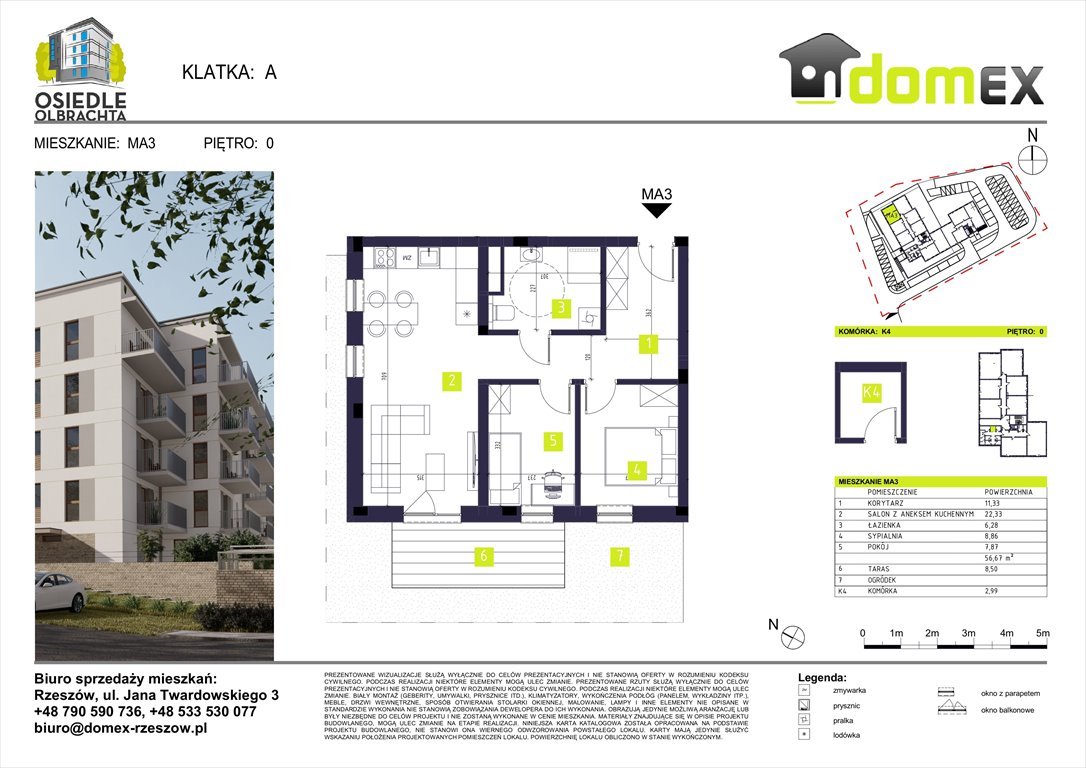Nowe mieszkanie trzypokojowe Osiedle Olbrachta Rzeszów, Wilkowyja, Olbrachta  56m2 Foto 1
