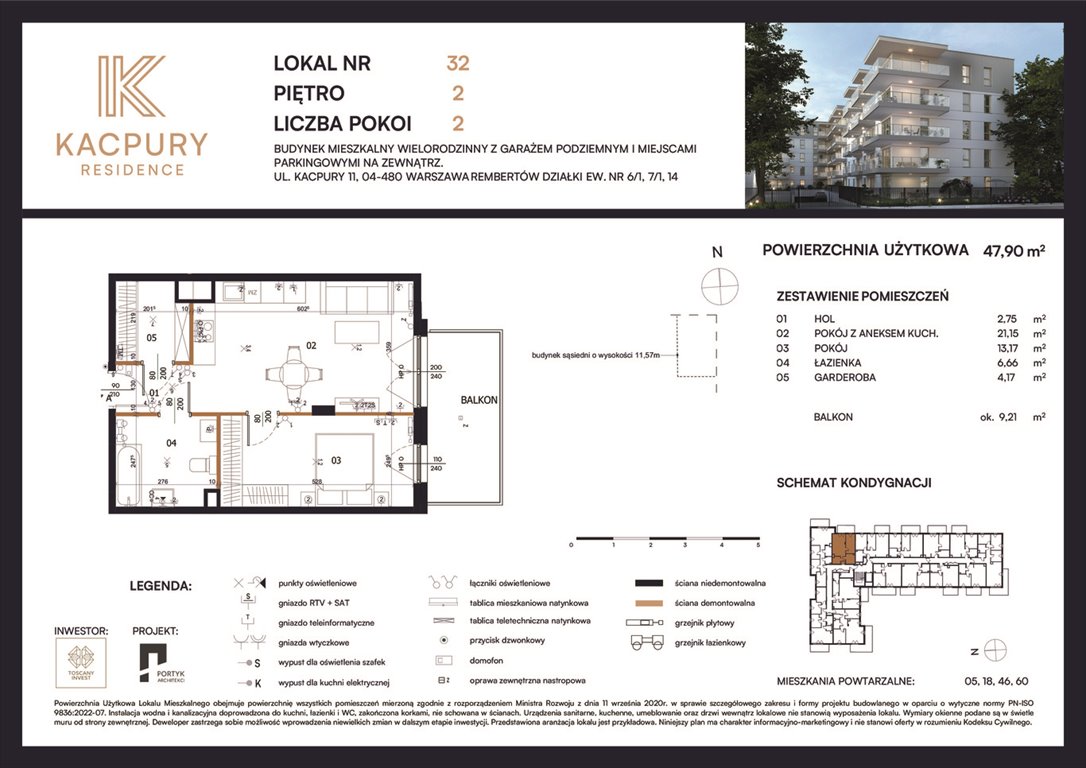 Nowe mieszkanie dwupokojowe Kacpury Residence Warszawa, Rembetów, Kacpury 11  48m2 Foto 1