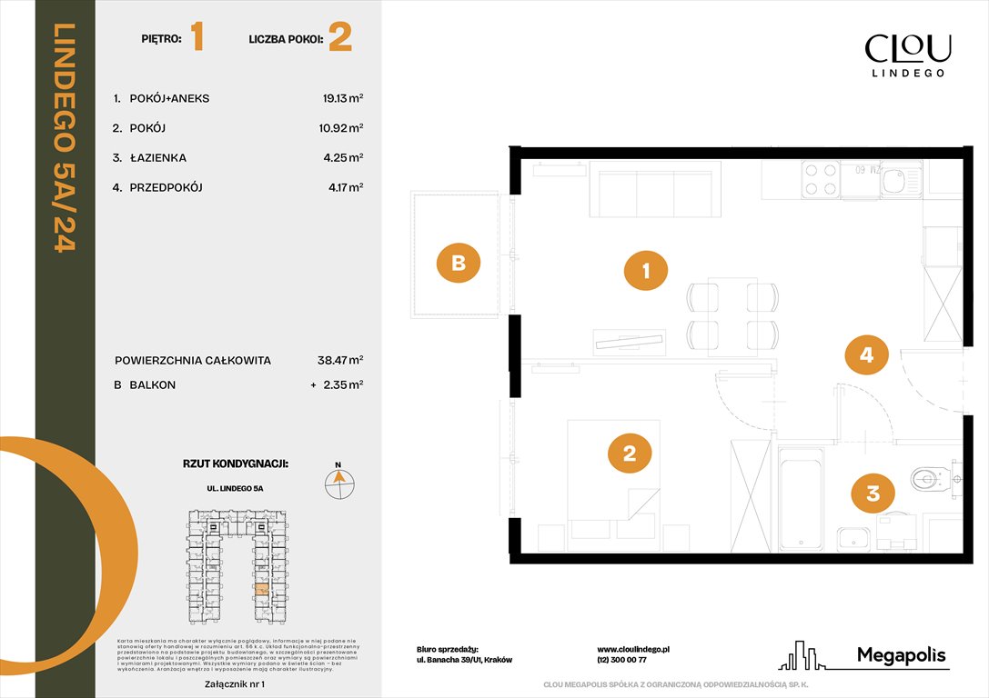 Nowe mieszkanie dwupokojowe Clou Lindego Kraków, Lindego 5a  39m2 Foto 1