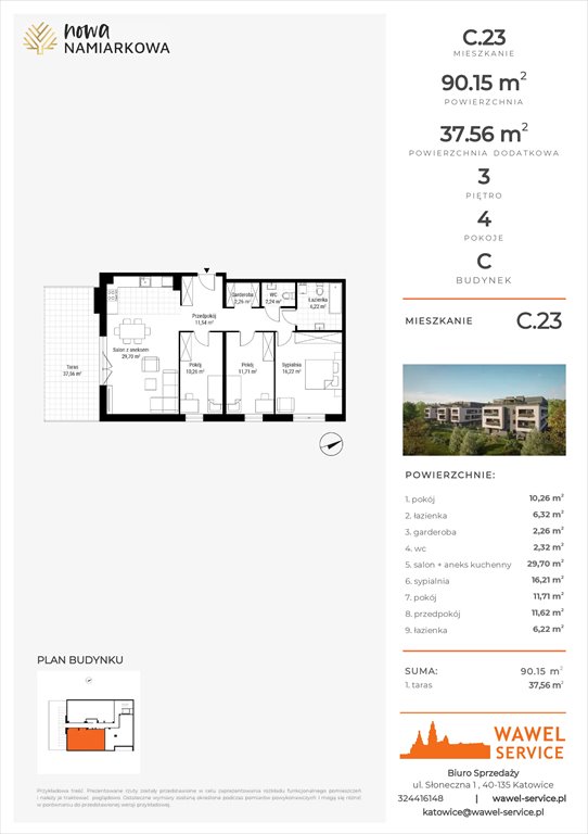 mieszkanie na sprzedaż 90m2 mieszkanie Będzin, Gzichów, Namiarkowa 15F