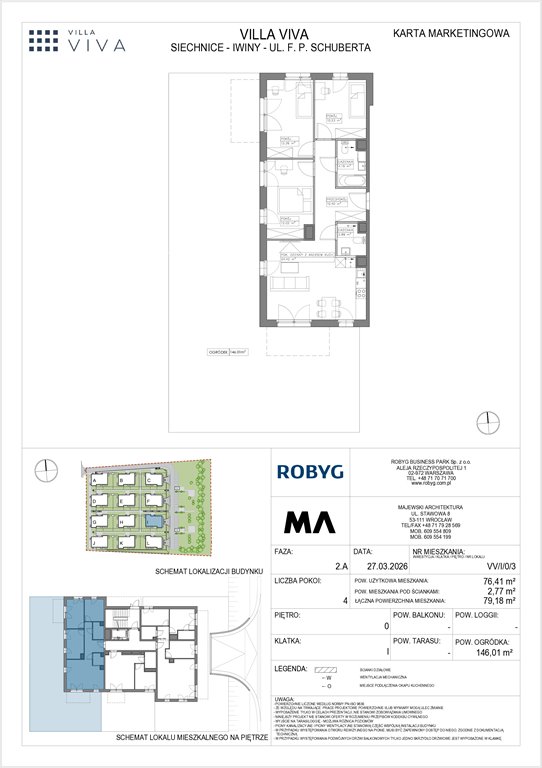 Nowe mieszkanie czteropokojowe  VILLA VIVA Wrocław, Iwiny, ul. Franza Petera Schuberta  76m2 Foto 1