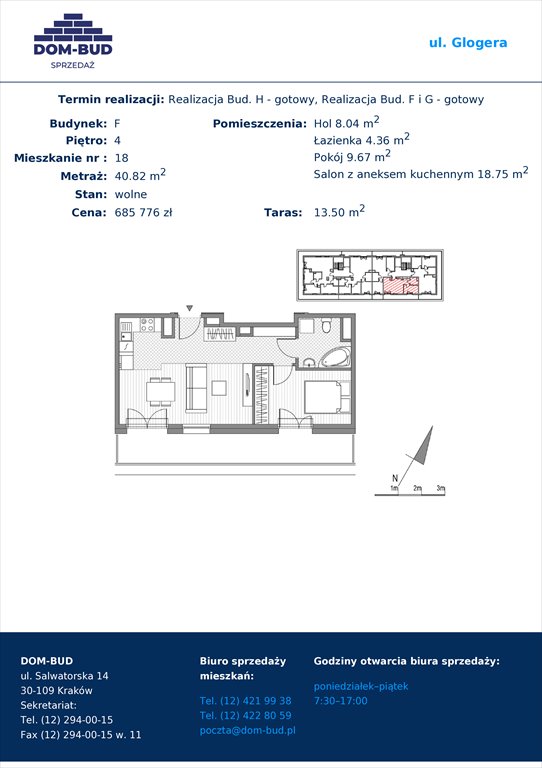 Nowe mieszkanie dwupokojowe Glogera bud F i G Kraków, ul.Glogera 9,11  41m2 Foto 1