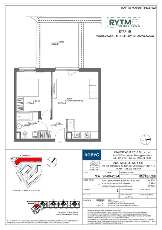 Nowe mieszkanie dwupokojowe Rytm Mokotowa Warszawa, Mokotów, Antoniewska  45m2 Foto 1