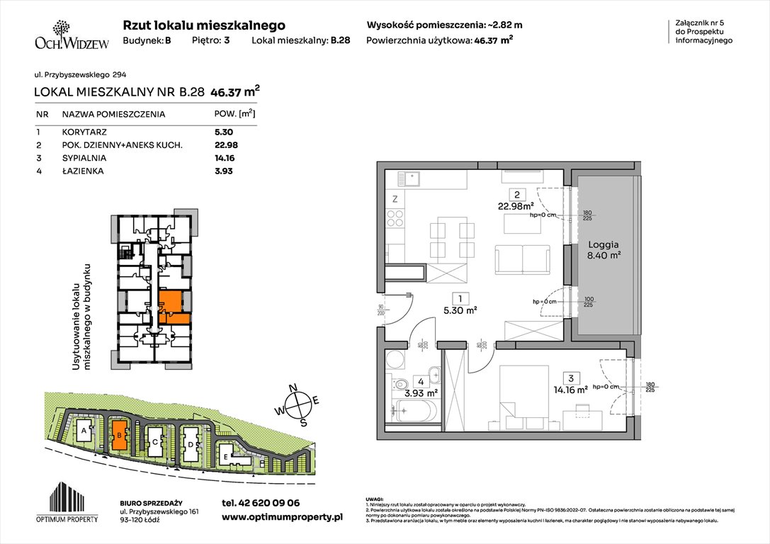 Nowe mieszkanie dwupokojowe OchWidzew Łódź, Widzew, Przybyszewskiego 292-300  46m2 Foto 1