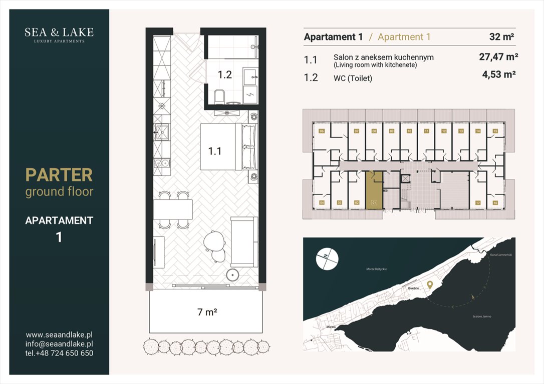 Nowa kawalerka Sea & Lake Apartamenty Mielno Molo Mielno, Unieście, Mielno Molo, Sosnowy Las 15  32m2 Foto 1