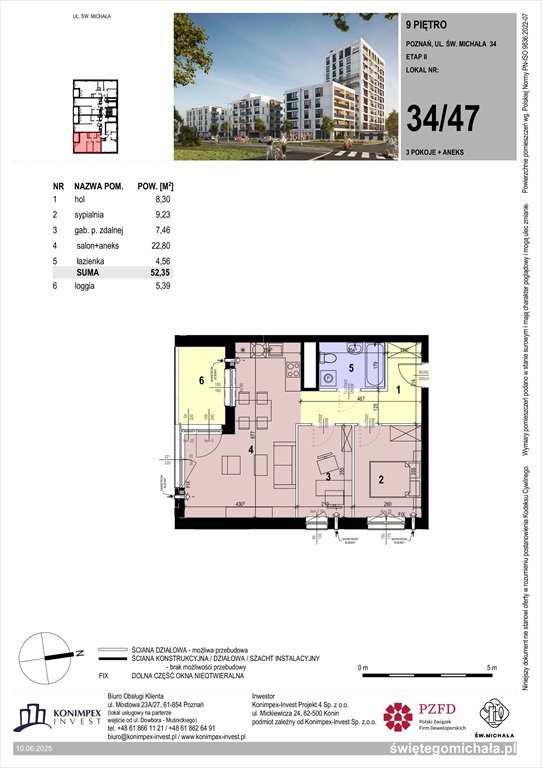Nowe mieszkanie trzypokojowe Świętego Michała etap 2 Poznań, Komandoria, Świętego Michała 36  52m2 Foto 1