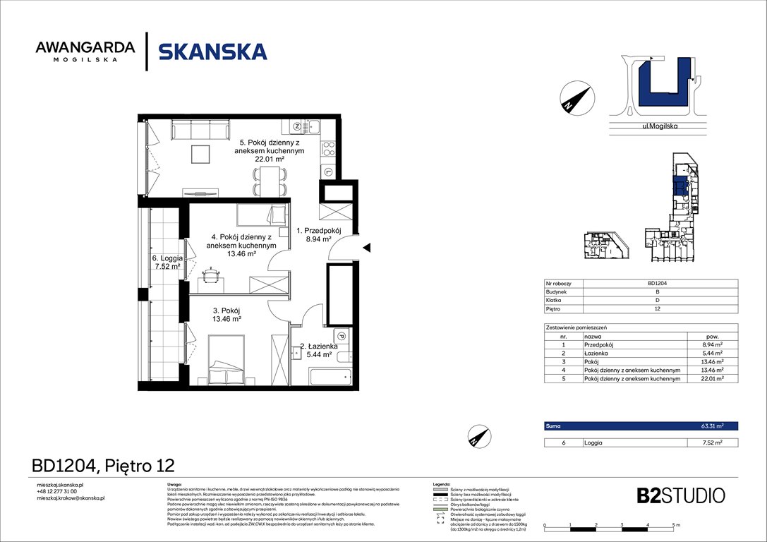 Nowe mieszkanie trzypokojowe Awangarda Mogilska Kraków, Prądnik Czerwony, Mogilska 126  63m2 Foto 1